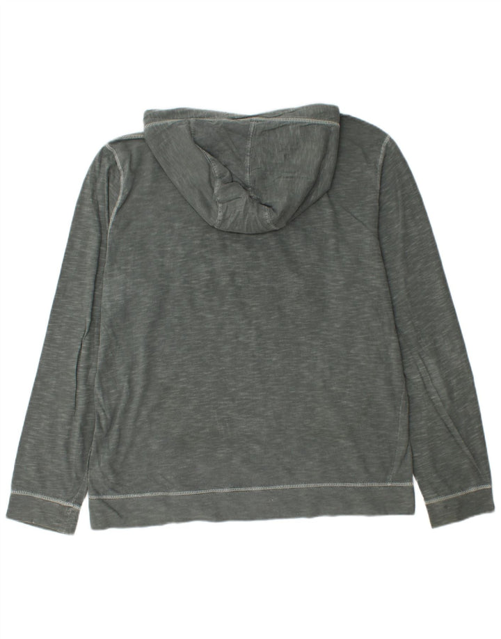 NAPAPIJRI Mens Hooded Graphic Top Long Sleeve Large Grey Flecked Cotton