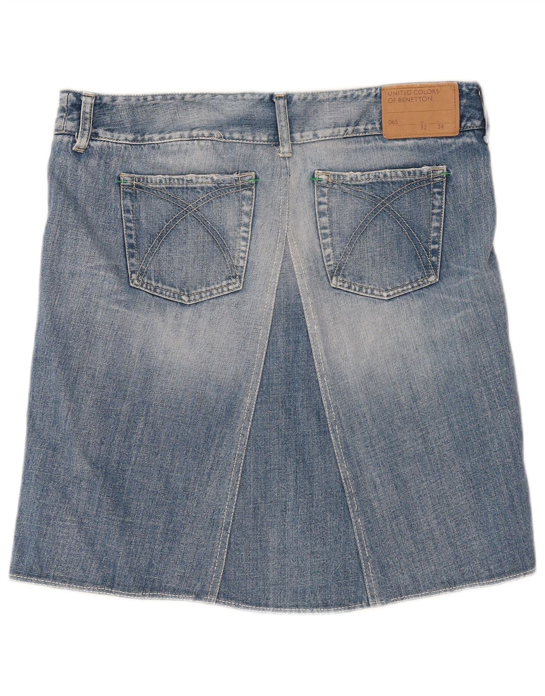 Benetton Womens Denim Skirt W32 Large Blue Cotton