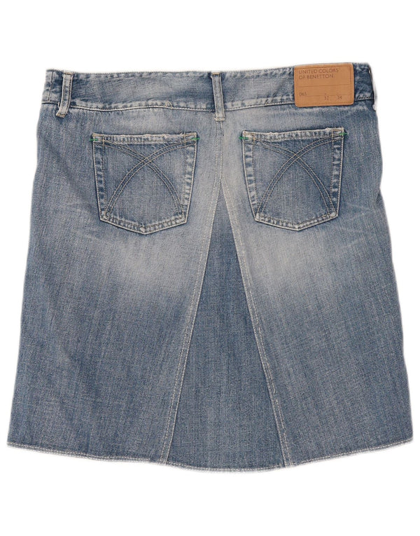 Benetton Womens Denim Skirt W32 Large Blue Cotton