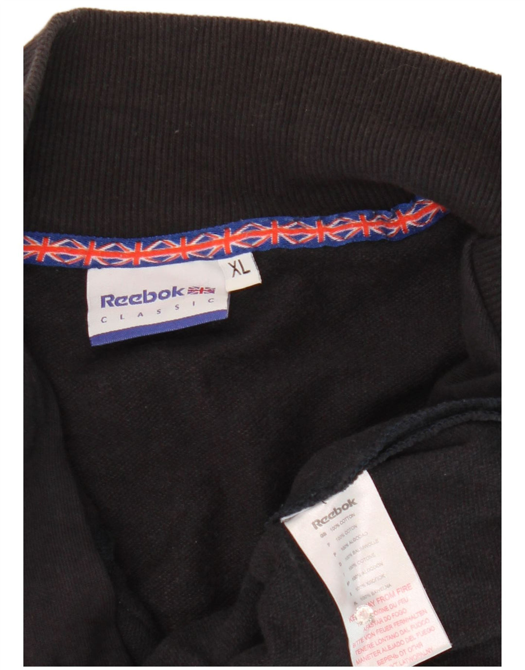 Reebok Mens Tracksuit Top Jacket XL Navy Blue Striped Cotton
