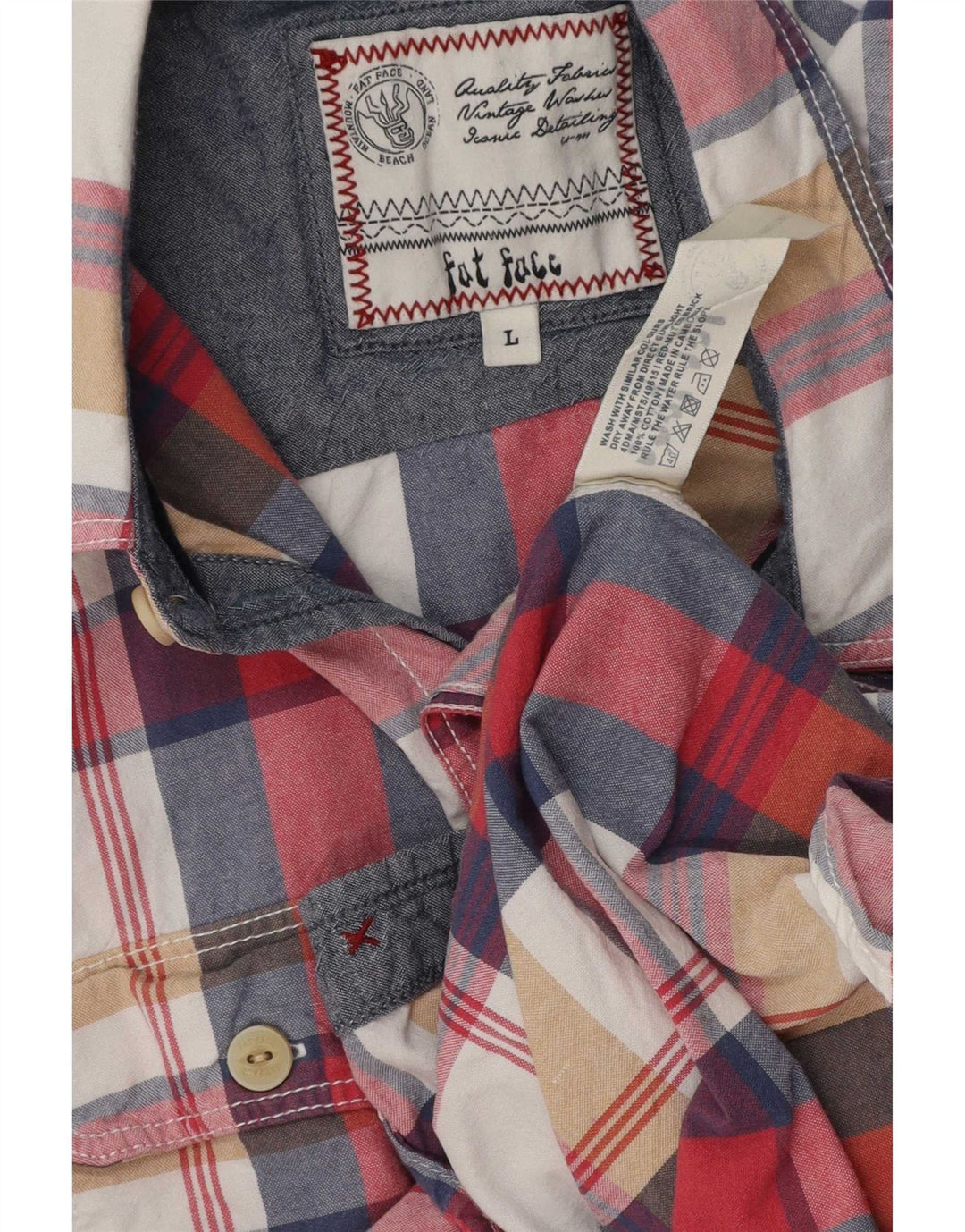 Fat Face Mens Short Sleeve Classic Fit Shirt Large Multicoloured Check