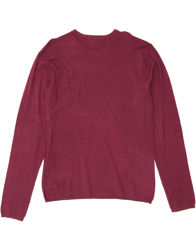 TRUSSARDI Mens Crew Neck Jumper Sweater XL Burgundy Viscose Vintage Trussardi and Second-Hand Trussardi from Messina Hembry 