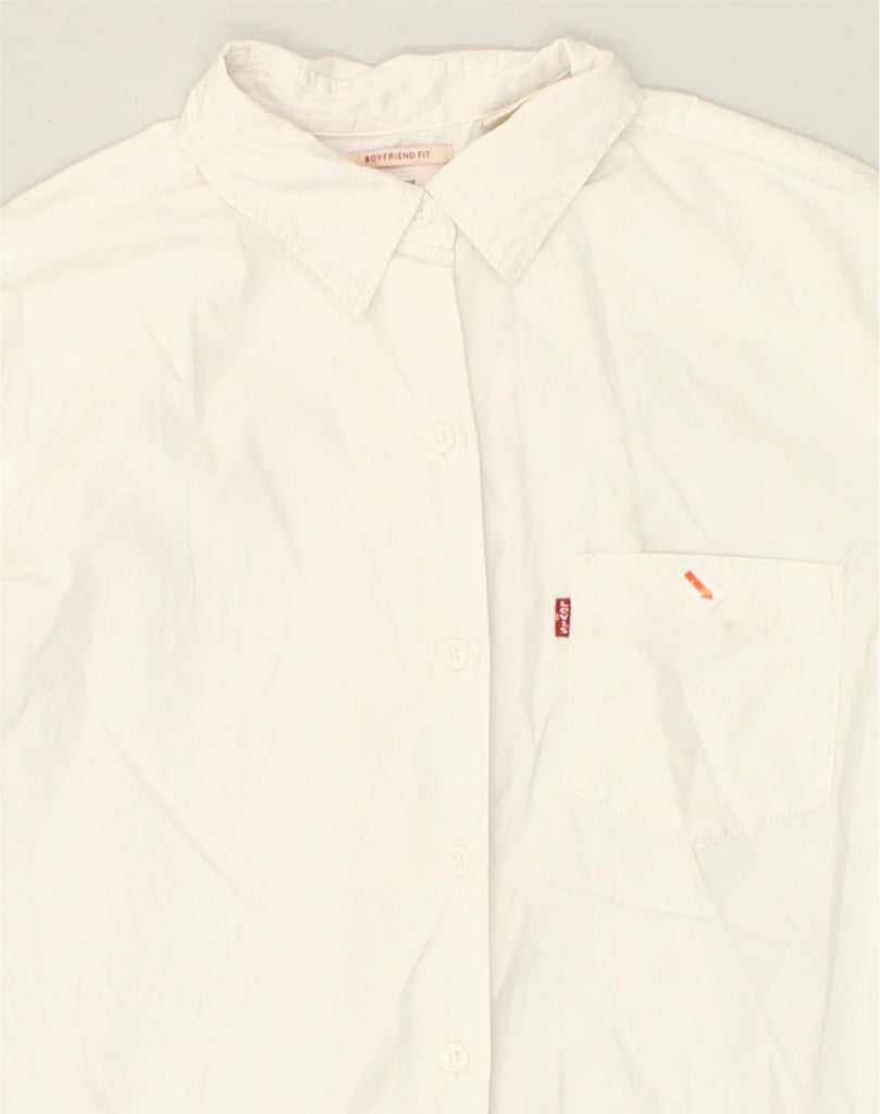 LEVI'S Womens Boyfriend Fit Shirt UK 6 XS White | Vintage Levi's | Thrift | Second-Hand Levi's | Used Clothing | Messina Hembry 