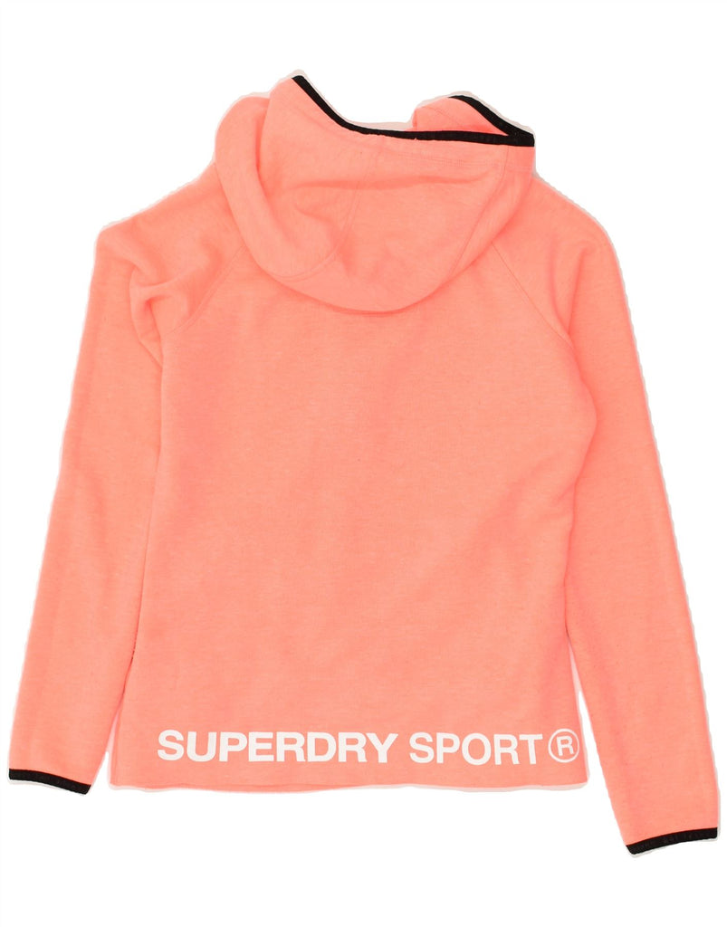 SUPERDRY Womens Graphic Hoodie Jumper UK 10 Small Orange Polyester | Vintage Superdry | Thrift | Second-Hand Superdry | Used Clothing | Messina Hembry 