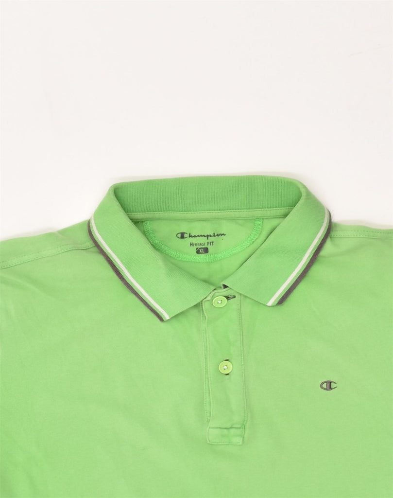 CHAMPION Mens Heritage Fit Polo Shirt XL Green Cotton | Vintage Champion | Thrift | Second-Hand Champion | Used Clothing | Messina Hembry 