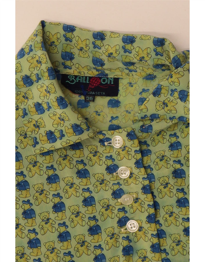Balloon Womens Graphic Oversized Shirt Blouse EU 36 Small Green Silk
