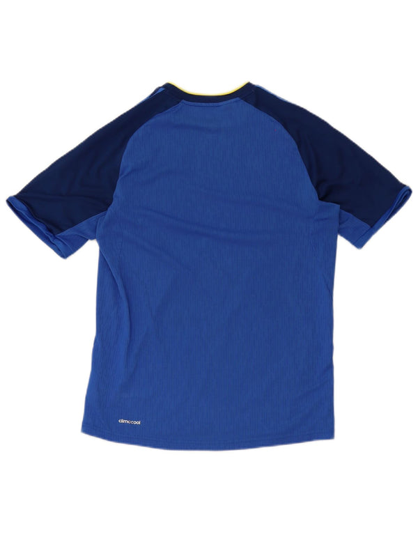 Adidas Boys Climacool T-Shirt Top 15-16 Years Blue Colourblock Polyester