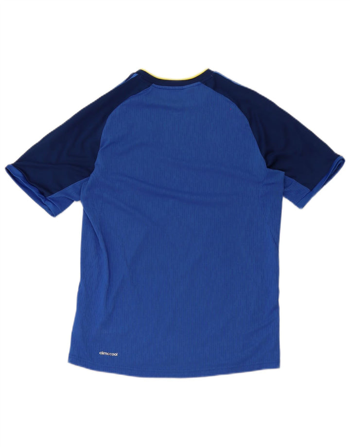 Adidas Boys Climacool T-Shirt Top 15-16 Years Blue Colourblock Polyester