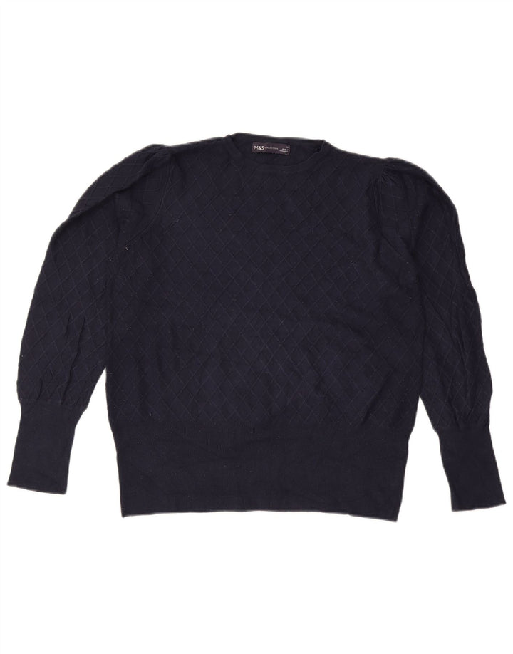 Marks & Spencer Womens Crew Neck Jumper Sweater UK 14 Medium Navy Blue