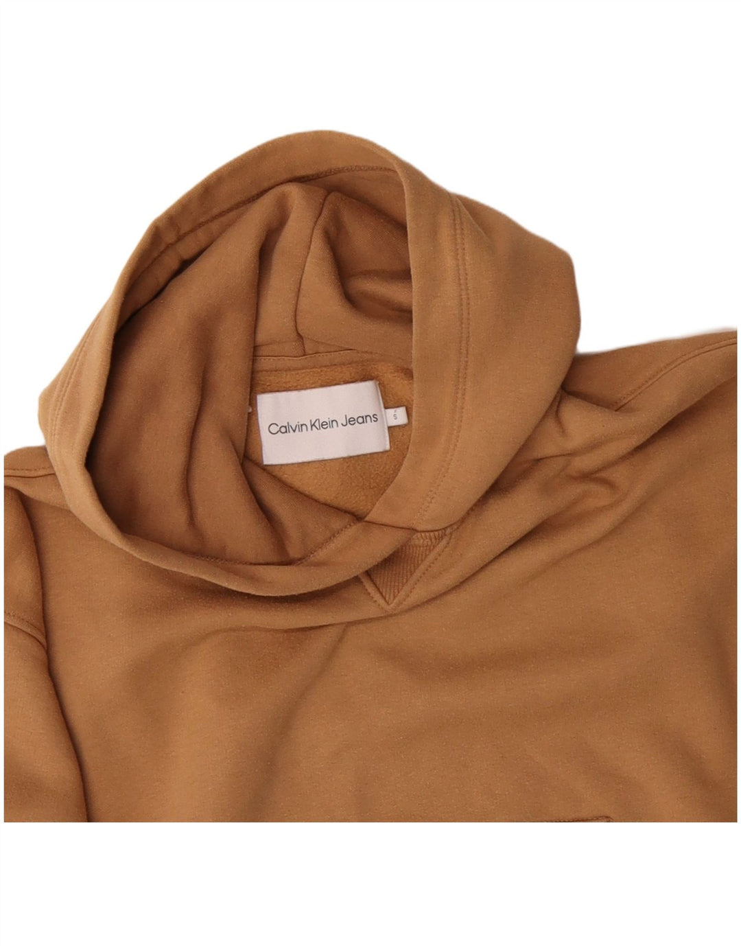 CALVIN KLEIN JEANS Womens Oversized Hoodie Jumper UK 10 Small Beige