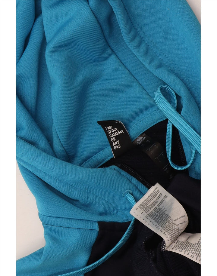 Adidas Mens Zip Hoodie Sweater Small Navy Blue Colourblock Polyester