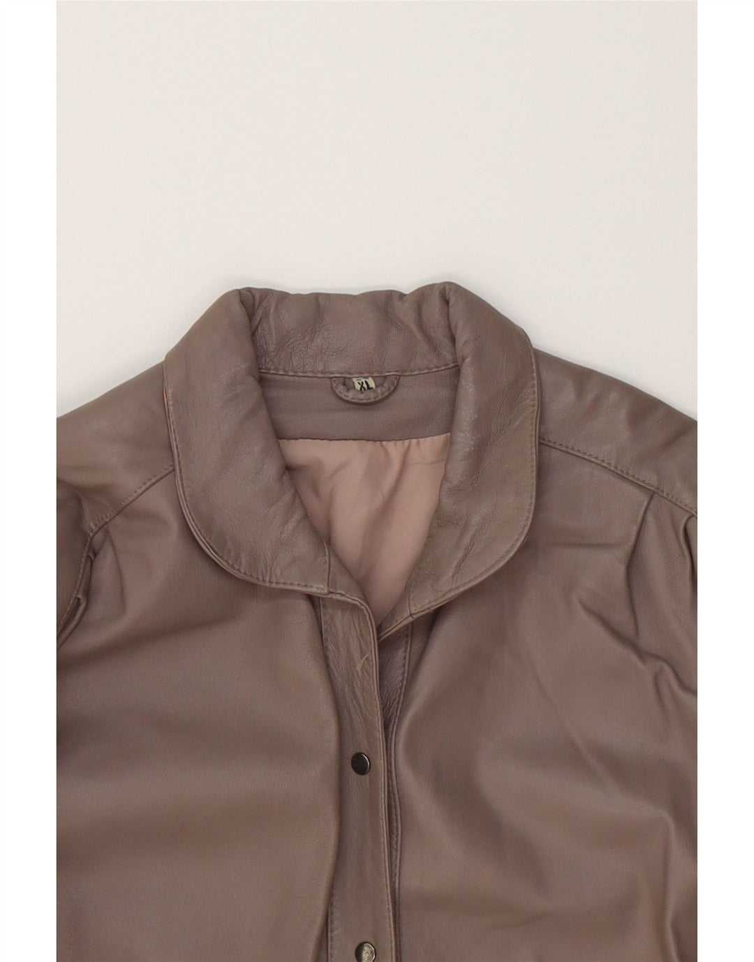 VINTAGE Womens Oversized Leather Jacket UK 18 XL Grey Leather Vintage Vintage and Second-Hand Vintage from Messina Hembry 