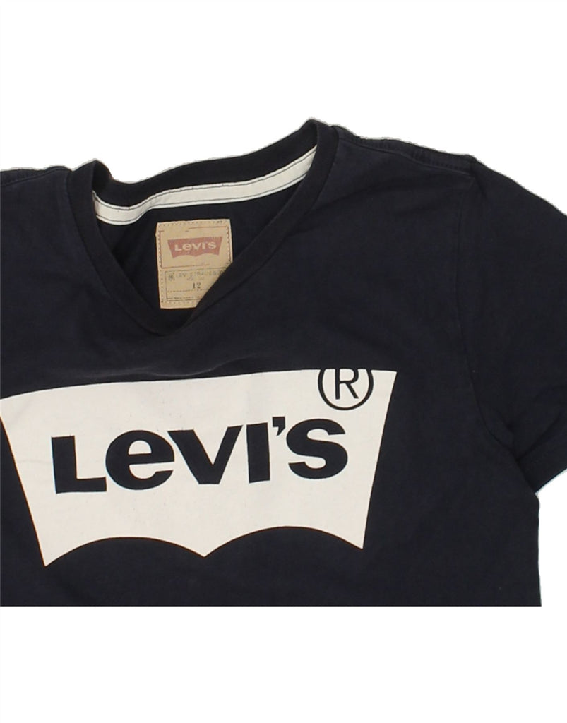 LEVI'S Girls Graphic T-Shirt Top 11-12 Years Navy Blue Cotton | Vintage Levi's | Thrift | Second-Hand Levi's | Used Clothing | Messina Hembry 