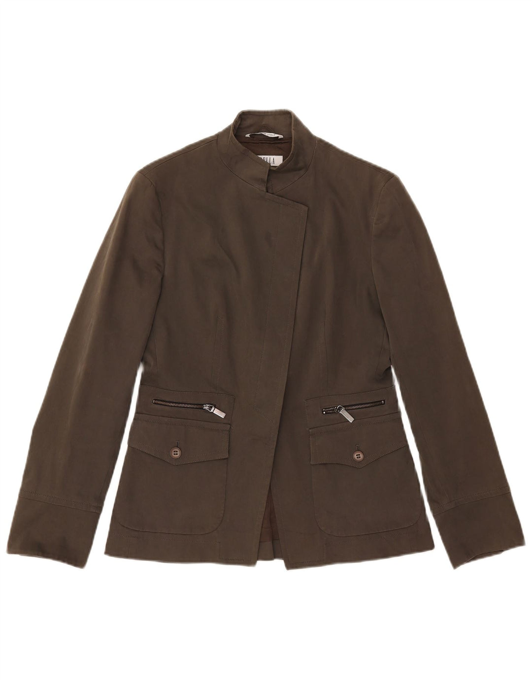 Marella Womens Blazer Jacket UK 10 Small Brown Cotton