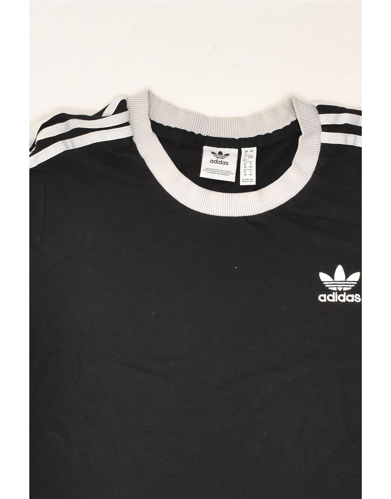 ADIDAS Womens T-Shirt Top UK 12 Medium Black Cotton | Vintage Adidas | Thrift | Second-Hand Adidas | Used Clothing | Messina Hembry 