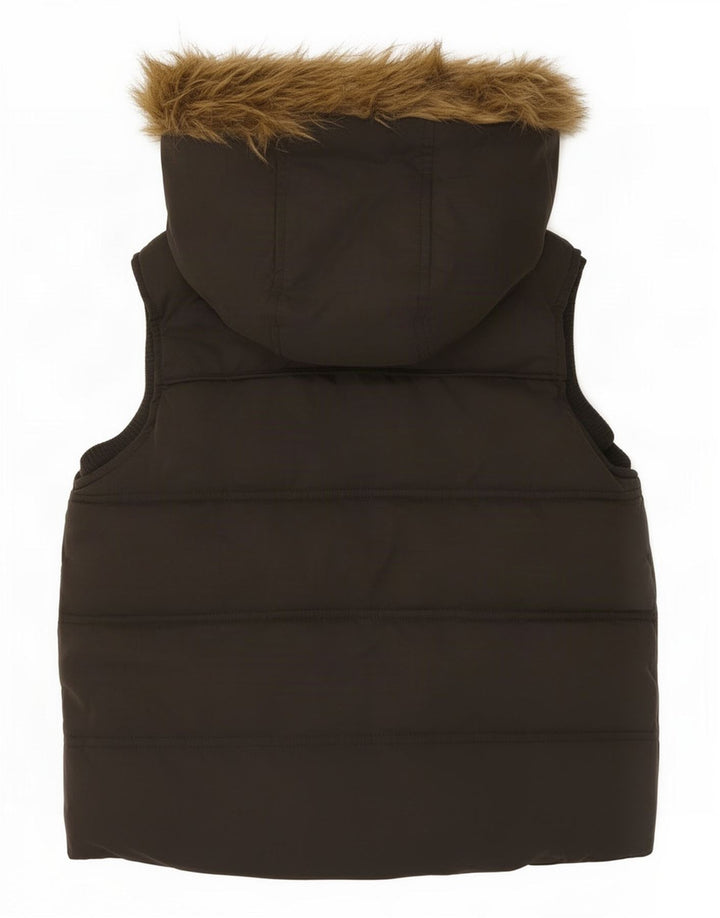 Fat Face Girls Hooded Padded Jacket 8-9 Years Brown Polyester