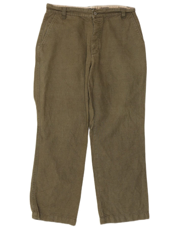 Dockers Mens Straight Chino Trousers W34 L30 Khaki Linen