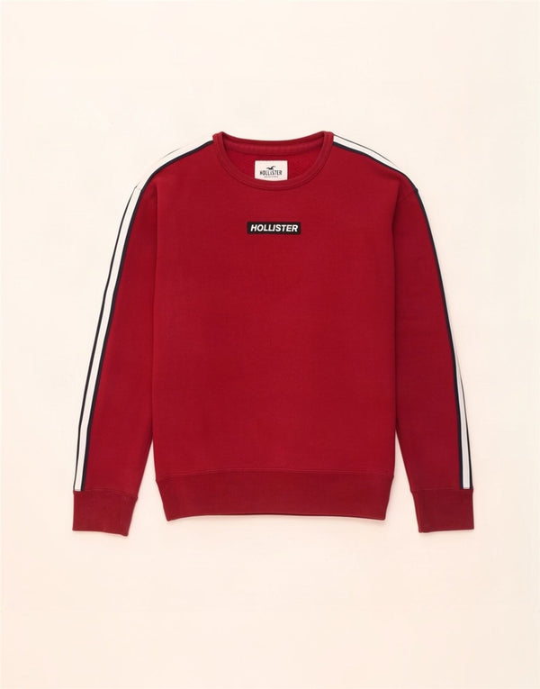 Hollister Mens Sweatshirt Jumper Large Burgundy Colourblock Cotton
