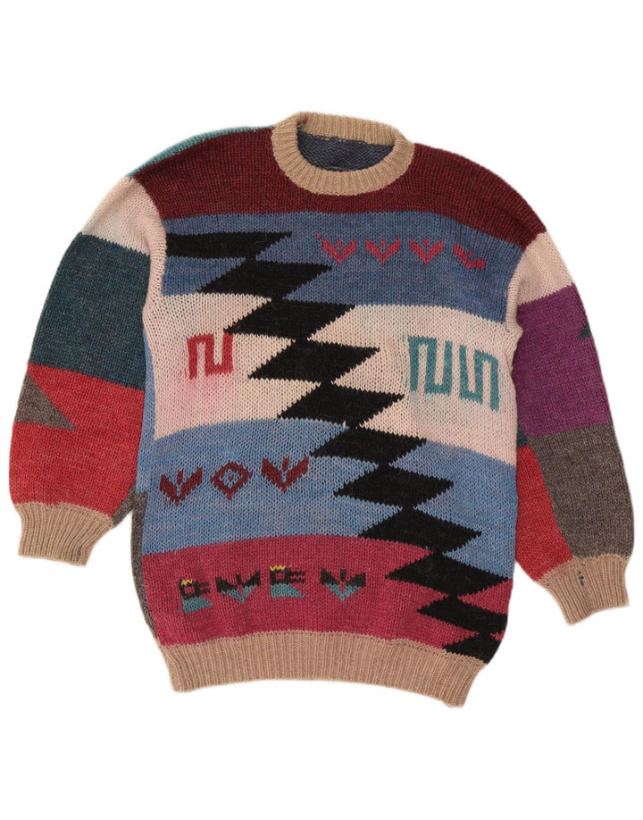 Vintage Womens Crew Neck Jumper Sweater UK 14 Medium Multicoloured