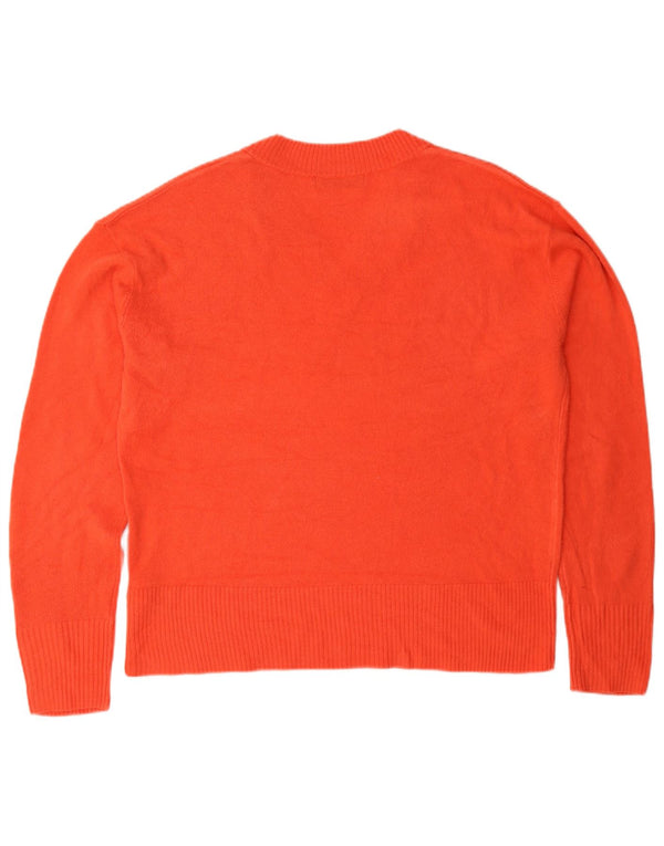 Marks & Spencer Womens V-Neck Jumper Sweater UK 16 Large Orange Acrylic