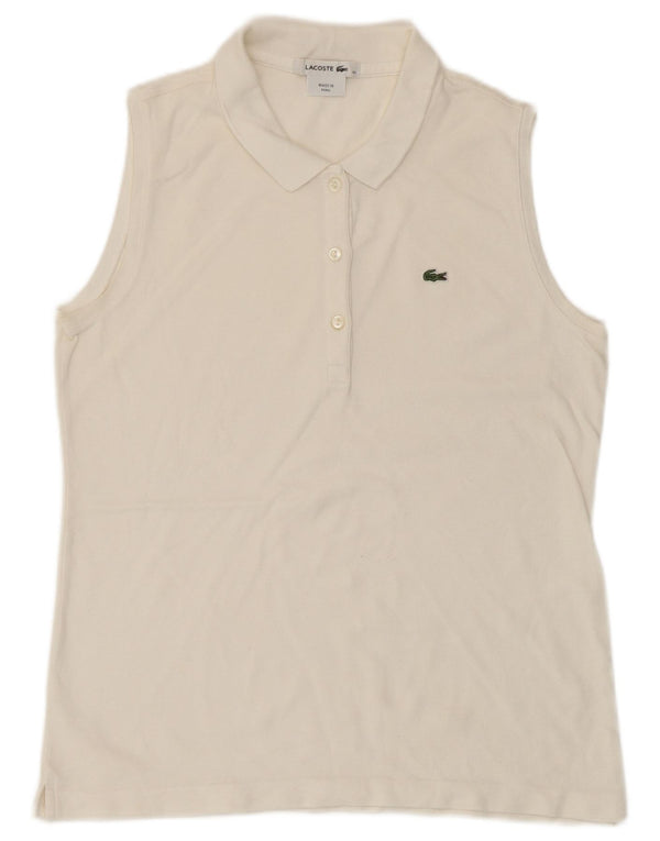Lacoste Womens Sleeveless Polo Shirt Size 42 Large White