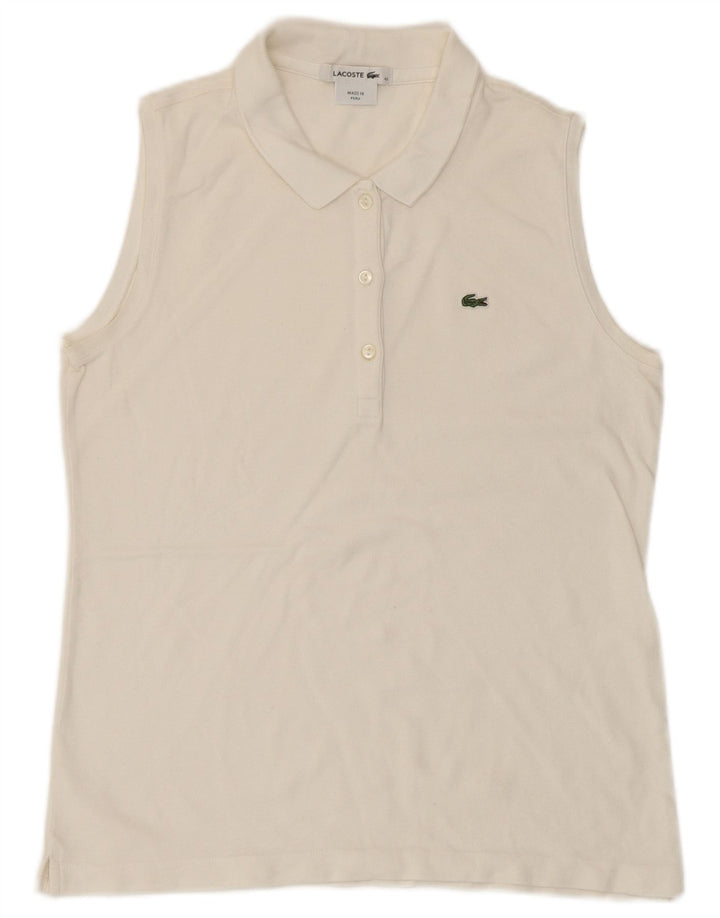 Lacoste Womens Sleeveless Polo Shirt Size 42 Large White