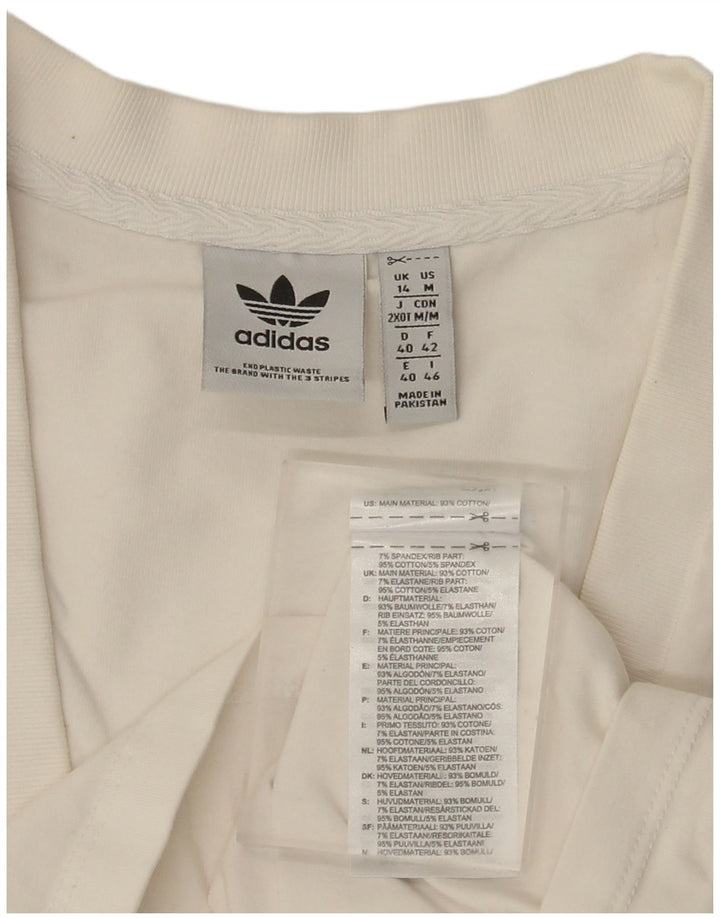 Adidas Womens Crop T-Shirt Top UK 14 Medium White Cotton