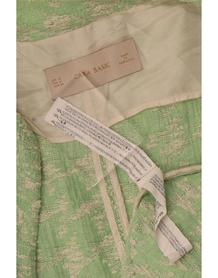 Zara Womens Overcoat UK 14 Medium Green Houndstooth Cotton