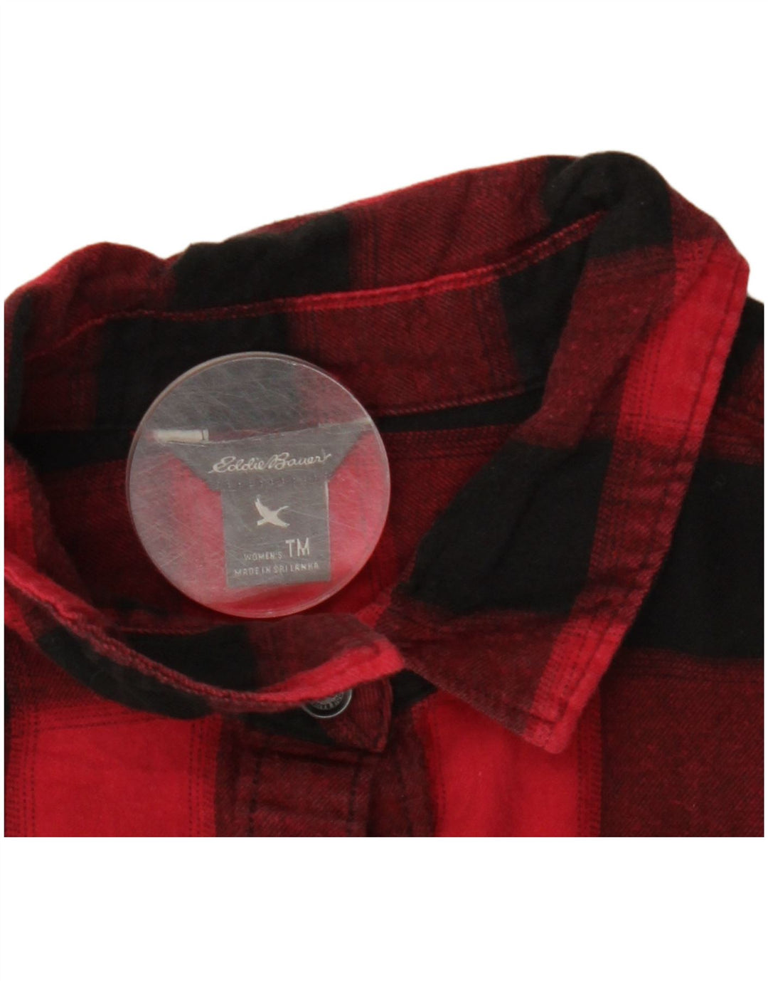 EDDIE BAUER Womens Flannel Shirt UK 14 Medium Red Check