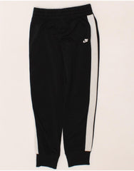 NIKE Boys Tracksuit Trousers Joggers 8-9 Years Small Black Colourblock