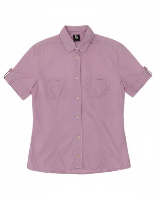 Marina Yachting Womens Short Sleeve Shirt UK 10 Small Purple Cotton