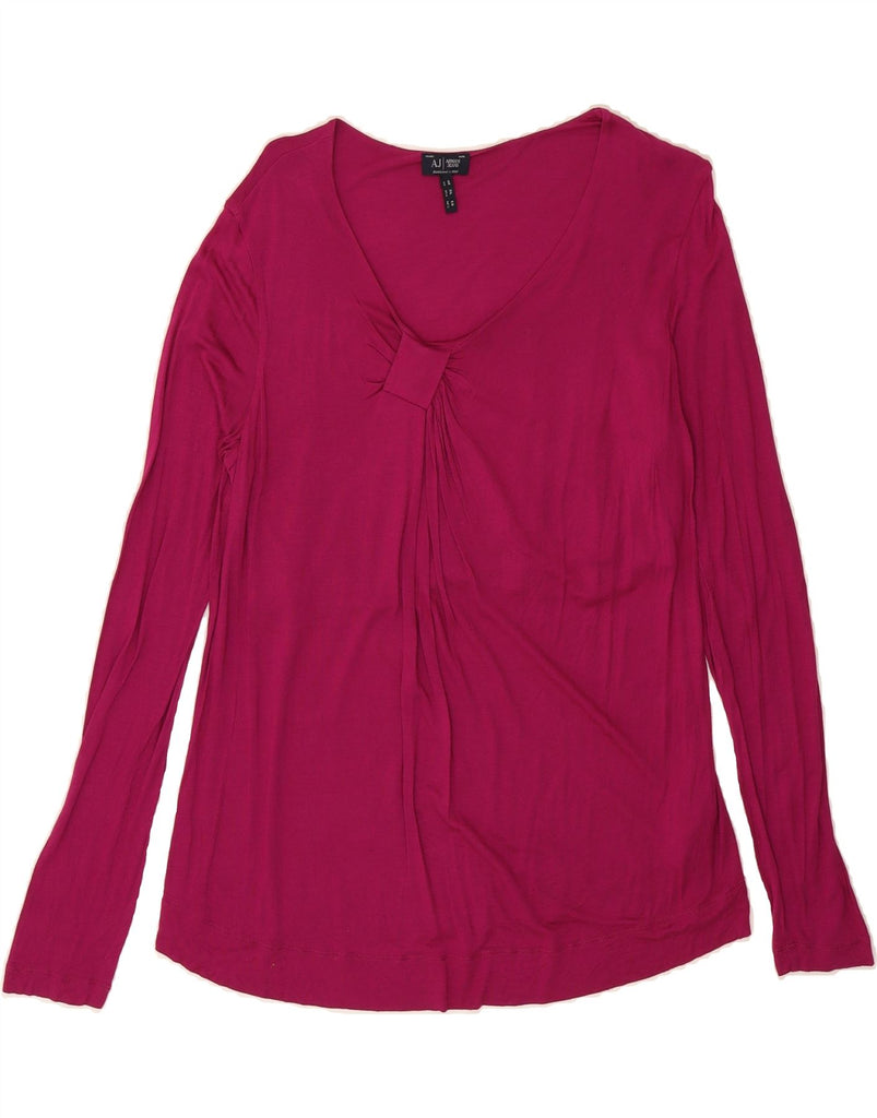 ARMANI JEANS Womens Top Long Sleeve UK 18 XL Pink Viscose Vintage Armani Jeans and Second-Hand Armani Jeans from Messina Hembry 