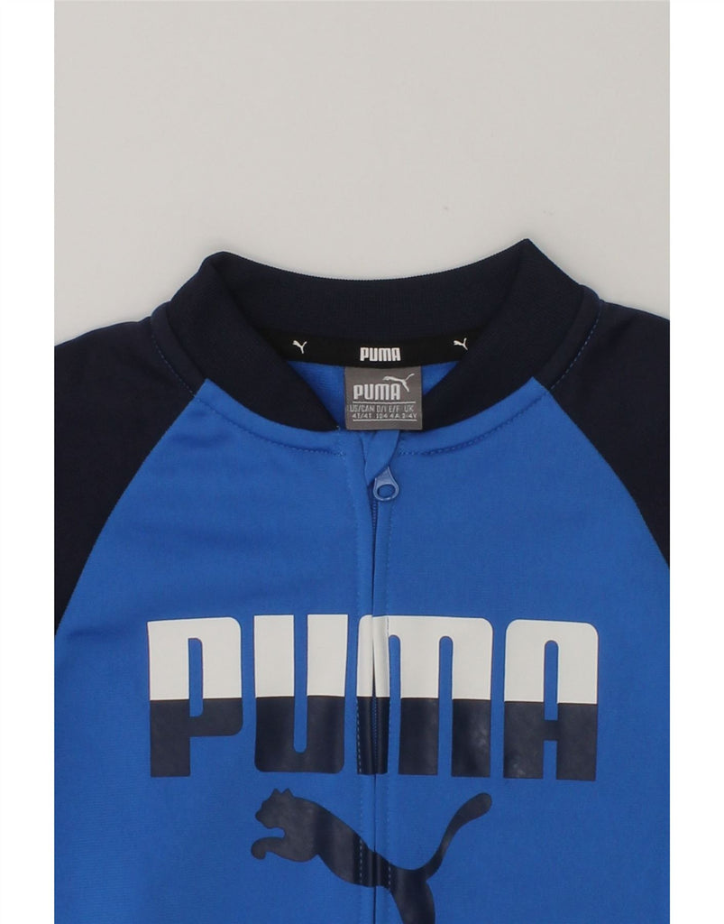 PUMA Boys Graphic Tracksuit Top Jacket 3-4 Years Blue Colourblock | Vintage Puma | Thrift | Second-Hand Puma | Used Clothing | Messina Hembry 