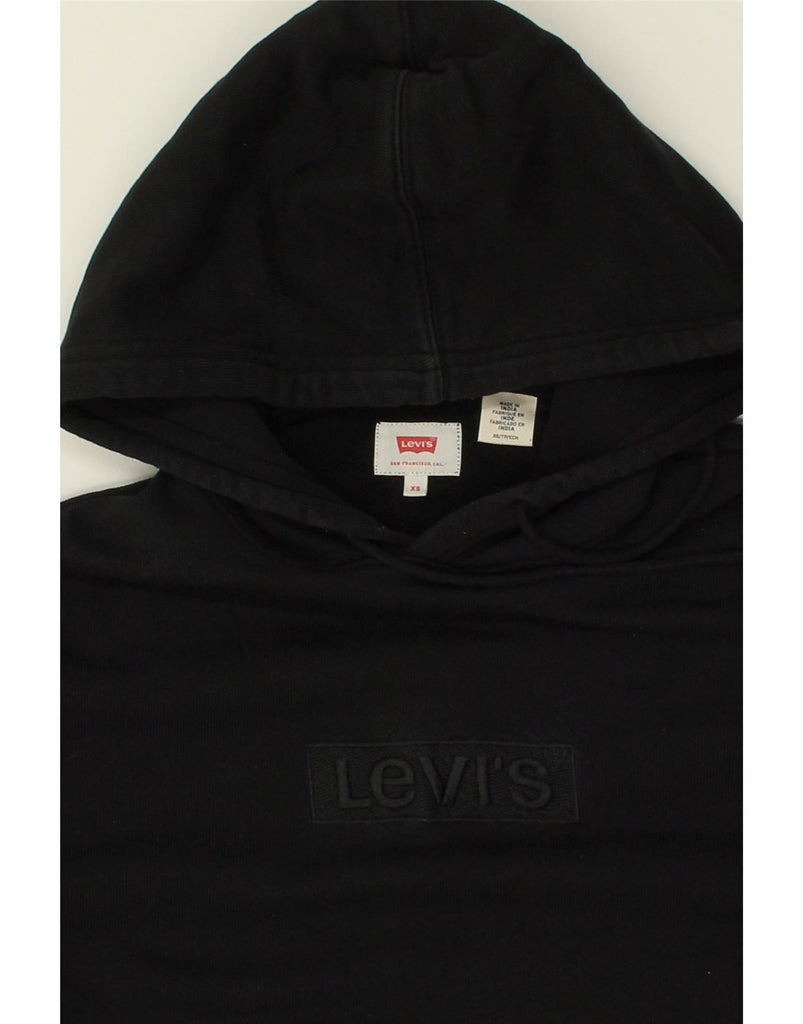 LEVI'S Mens Graphic Hoodie Jumper XS Black Cotton Vintage Levi's and Second-Hand Levi's from Messina Hembry 