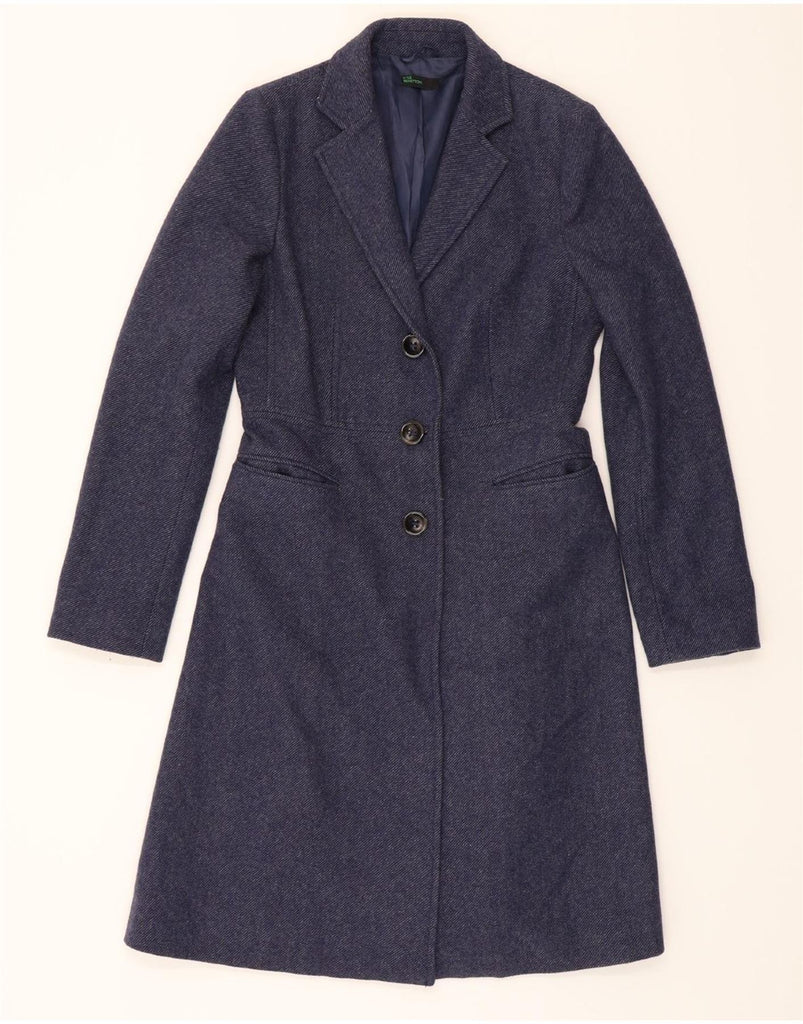 BENETTON Womens Overcoat IT 42 Medium Navy Blue Wool Vintage Benetton and Second-Hand Benetton from Messina Hembry 