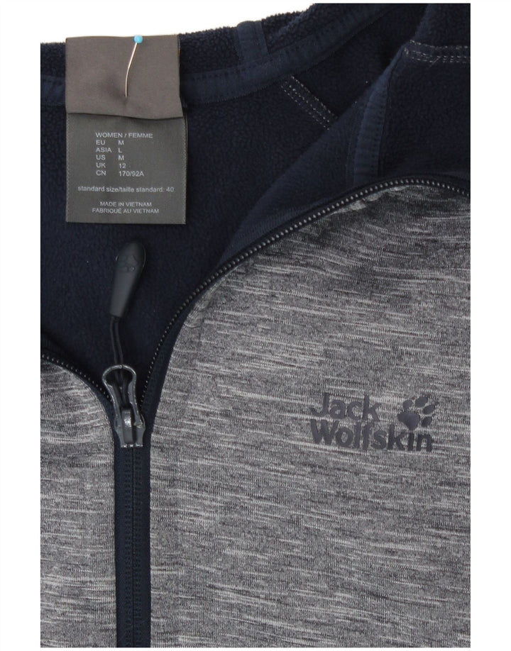 Jack Wolfskin Womens Zip Hoodie Sweater UK 12 medium Grey Flecked Polyester