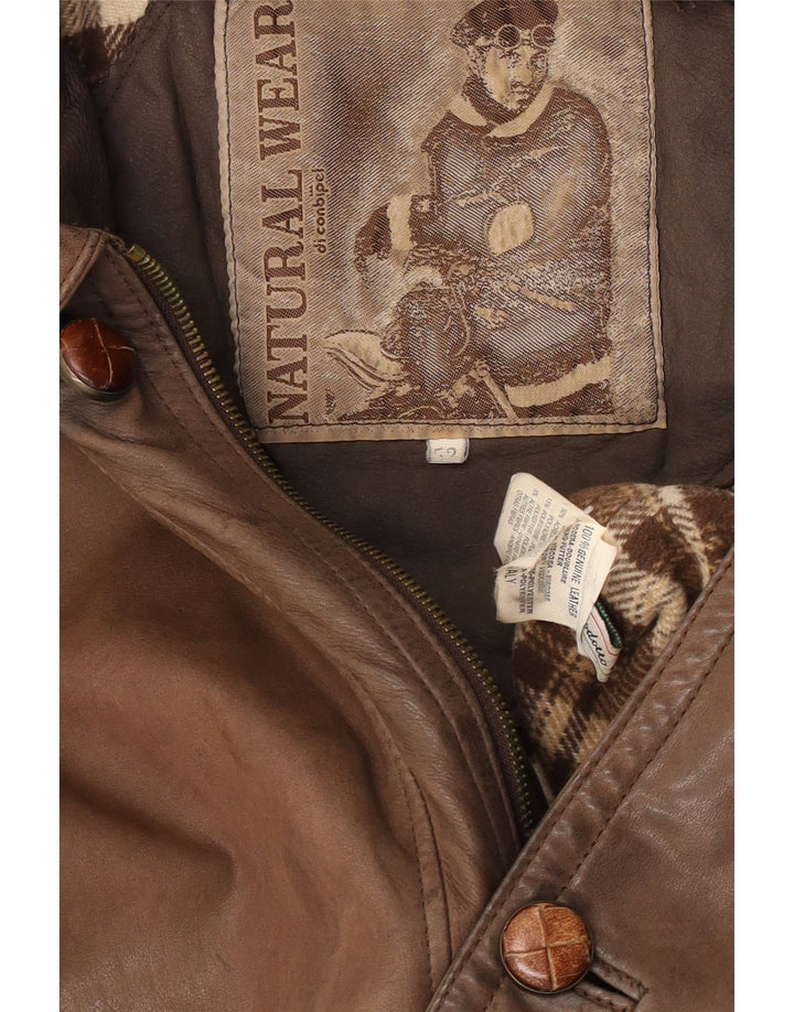 Conbipel Mens Leather Jacket IT 52 Large Brown Leather