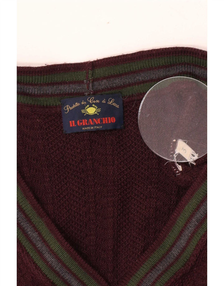 Il Granchio Mens Cardigan Sweater Small Maroon Striped