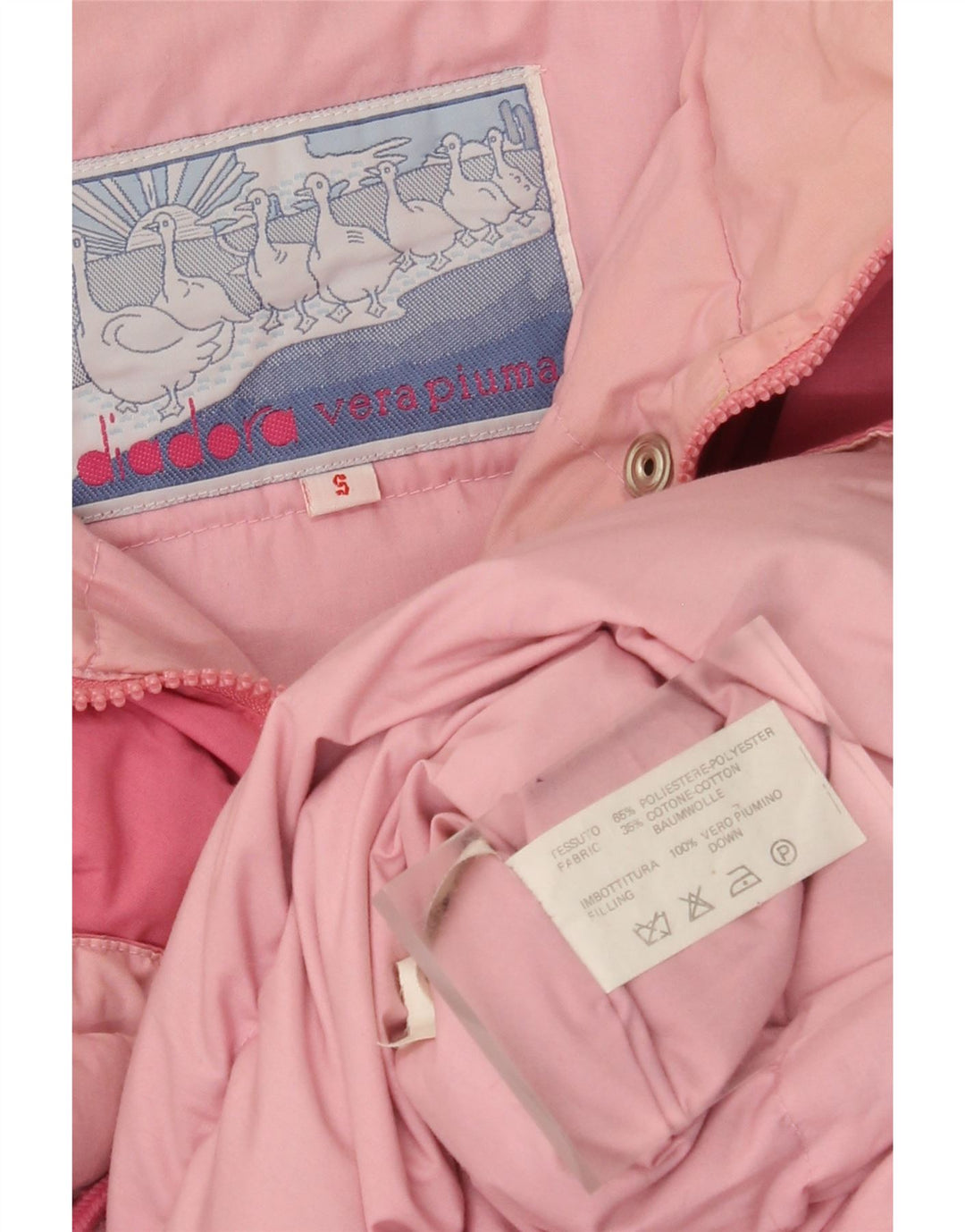 Diadora Womens Graphic Oversized Padded Jacket UK 10 Small Pink Polyester