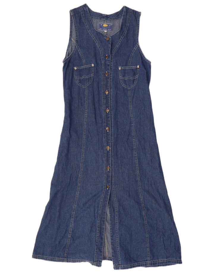 Vintage Womens Sleeveless Denim Dress UK 14 Large Blue Cotton