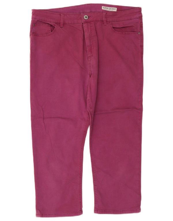 Marks & Spencer Womens High Waist Capri Trousers UK 16 Large W34 L21 Purple