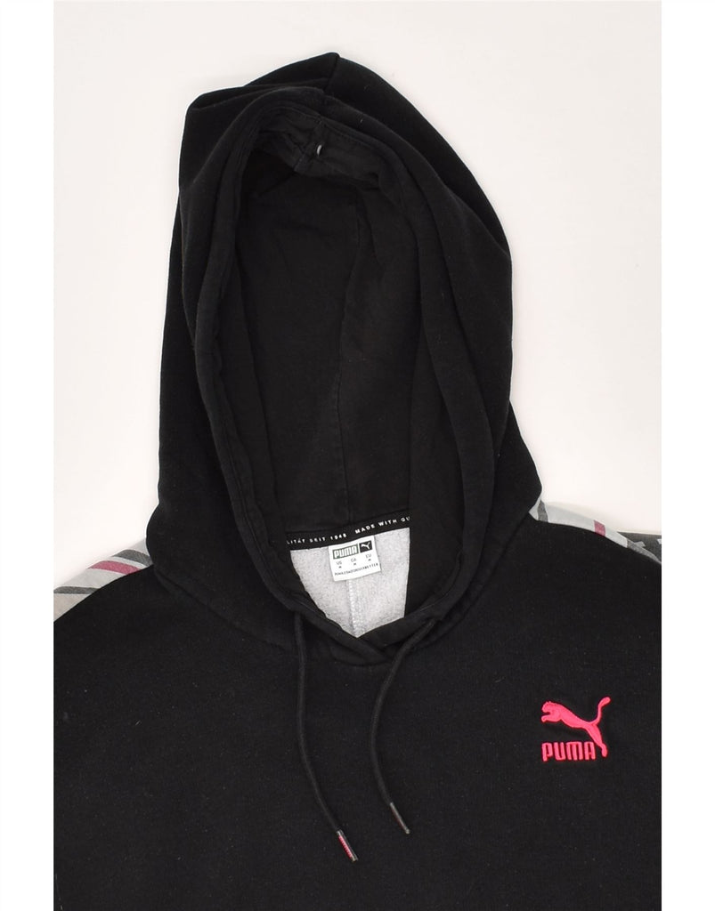 PUMA Mens Hoodie Jumper Medium Black Colourblock Cotton | Vintage Puma | Thrift | Second-Hand Puma | Used Clothing | Messina Hembry 