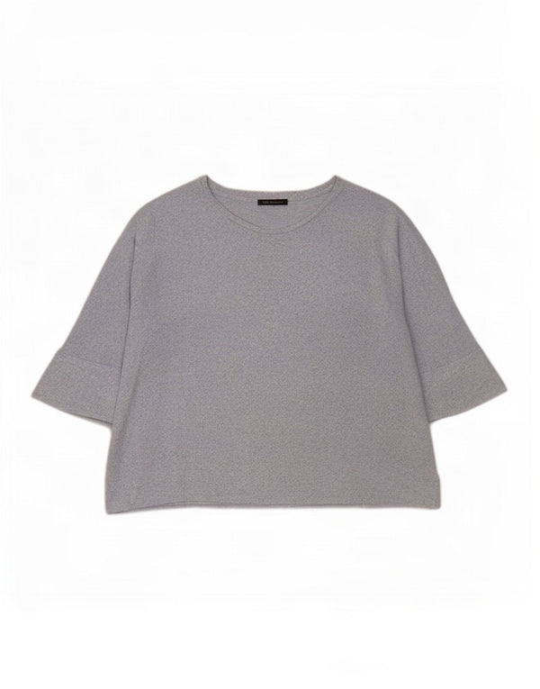 Marks & Spencer Womens Oversized T-Shirt Top UK 24 4XL Blue Flecked Viscose