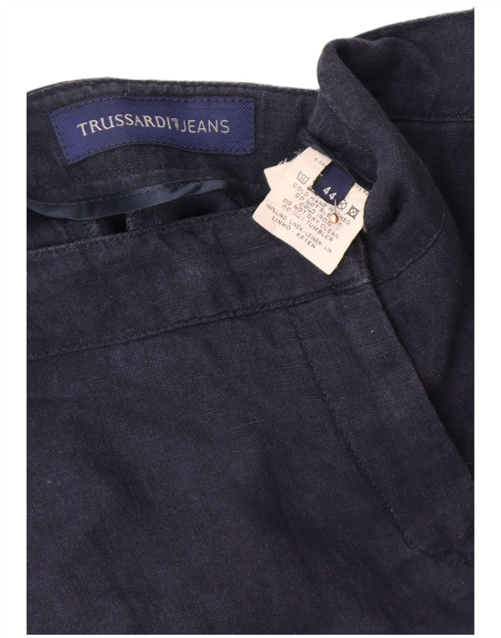 TRUSSARDI Womens Wide Leg Chino Trousers IT 44 Medium W30 L28 Navy Blue