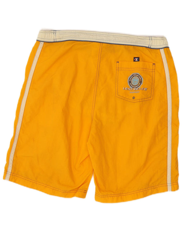 Champion Mens Graphic Swimming Shorts Large  Yellow Colourblock Polyamide