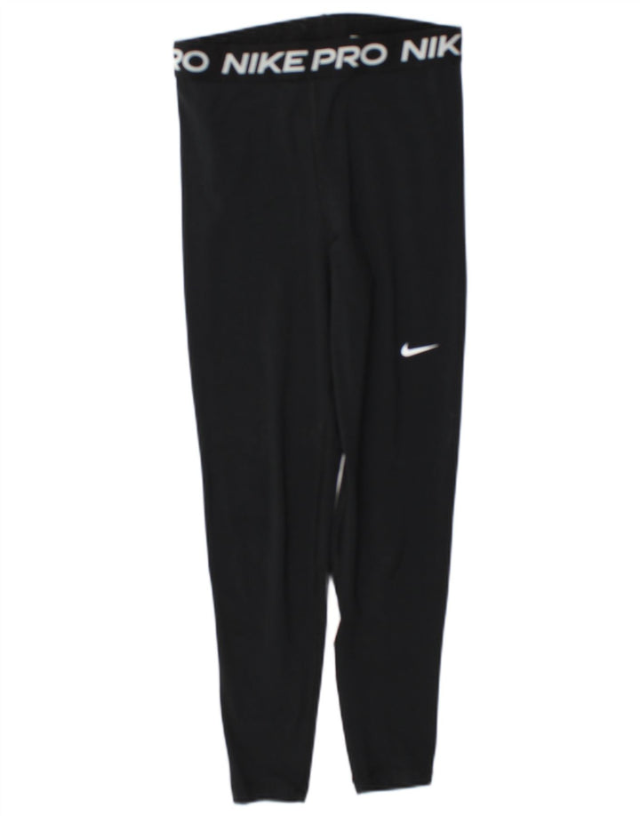 Nike Womens Dri Fit Graphic Leggings UK 10 Small  Black Polyester