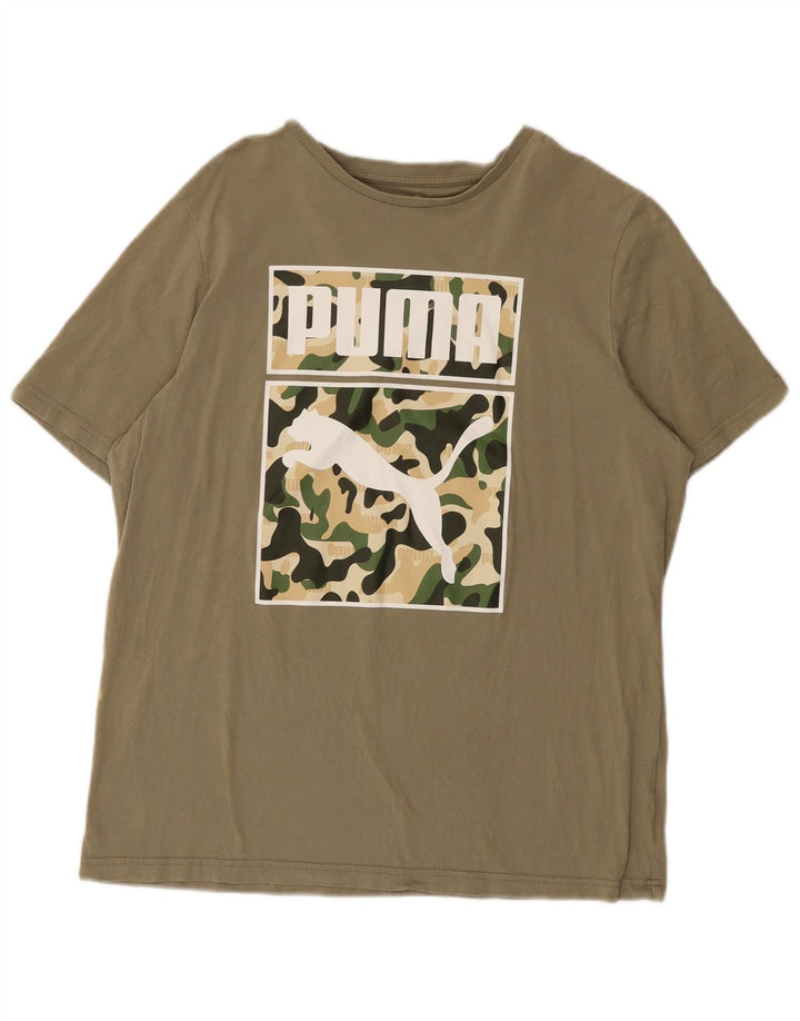 PUMA Mens Graphic T-Shirt Top Large Khaki