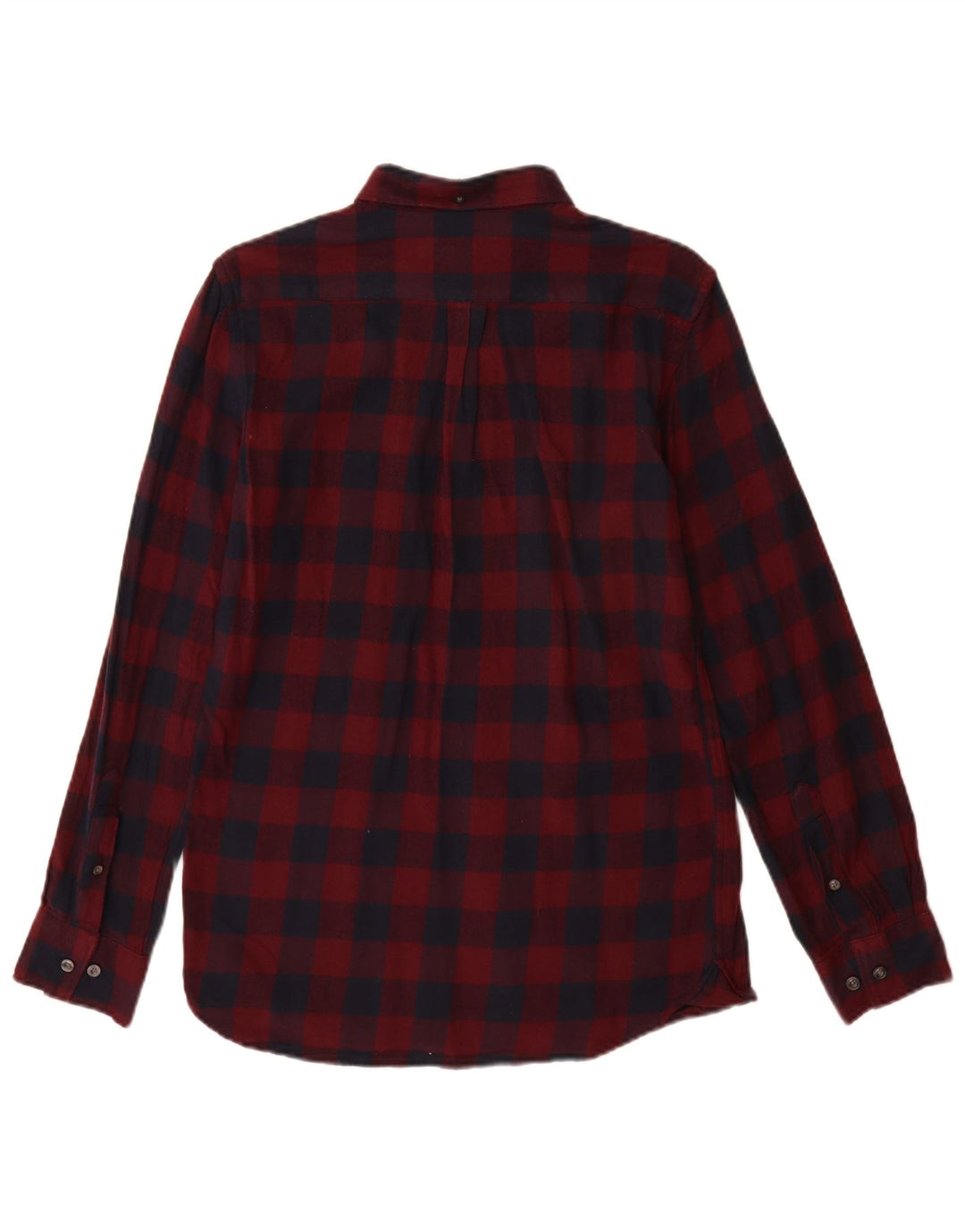 French Connection Mens Flannel Shirt Small Burgundy Check Cotton