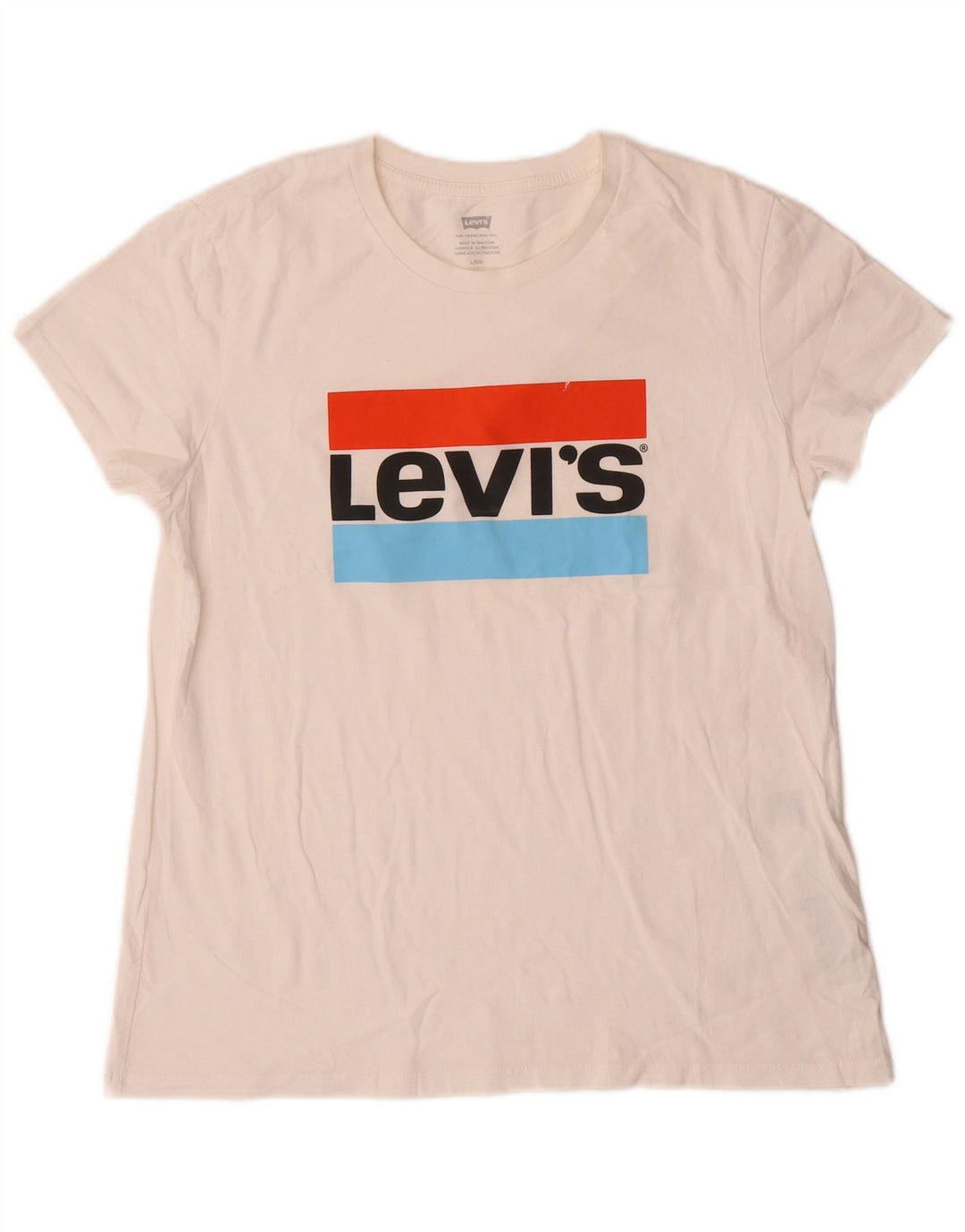 Levi's Womens Graphic T-Shirt Top UK 16 Large Off White Cotton