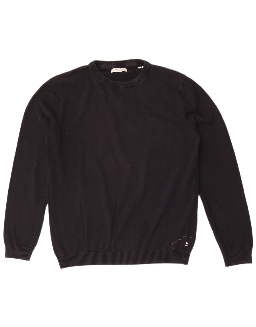 Jack & Jones Mens Crew Neck Jumper Sweater Large Black Cotton